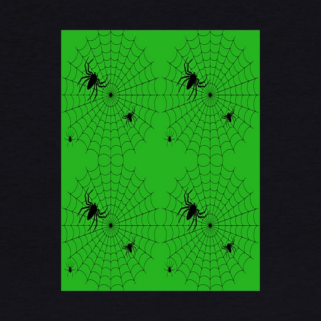 Halloween spider family green by YamyMorrell